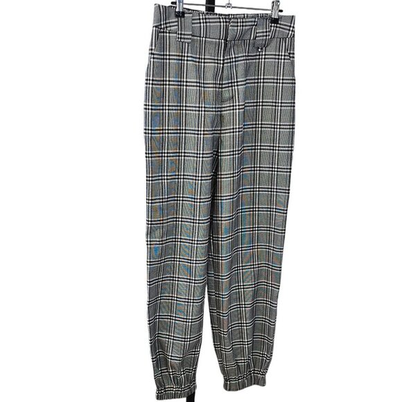 I.AM.GIA Womens Cobain Pants Size Large Plaid Check Black White Jogger High Rise - Picture 5 of 9